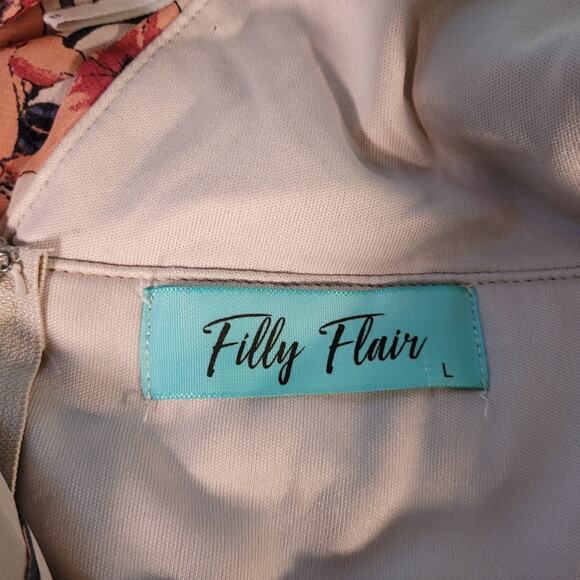 FILLY FLAIR Soieblue blush floral low-cut v-neck  flowy sheer long maxi dress l - Picture 4 of 9